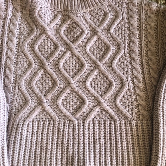 Cable Knit Oversized Mock Turtleneck - Small, Light Pink - Picture 4 of 5